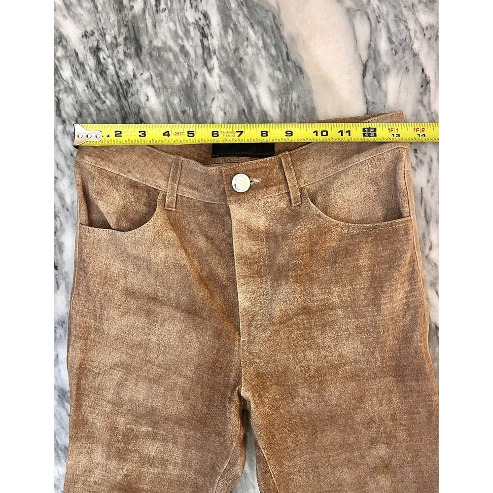 SPRWMN $1200 Genuine Leather Stretch Suede Boot Cut Tan Brown Ombré Pants Small - Picture 5 of 8